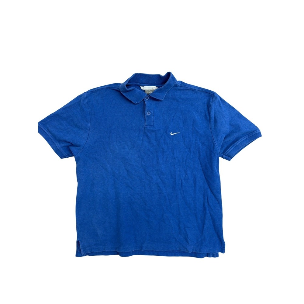 Nike Mens Polo Shirt Medium Blue Short Sleeve‎ Embroidered Swoosh Logo Golf